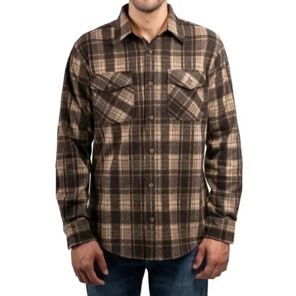Jachs New York Men's 3XL Brown Plaid Long Sleeve Shirt Jacket  M0558
